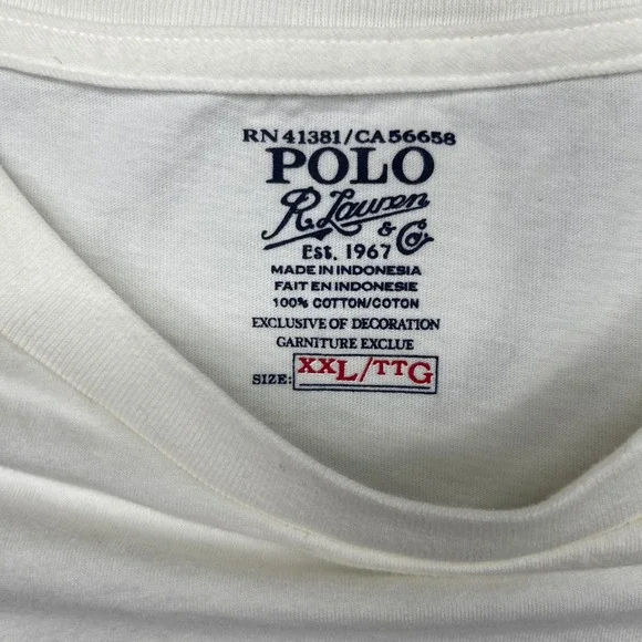 Polo Ralph Lauren T-Shirt Men's Big & Tall XXL White Pony Logo Cotton - Picture 3 of 6